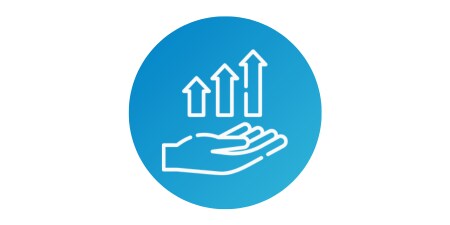 Icono que muestra una mano y flechas
